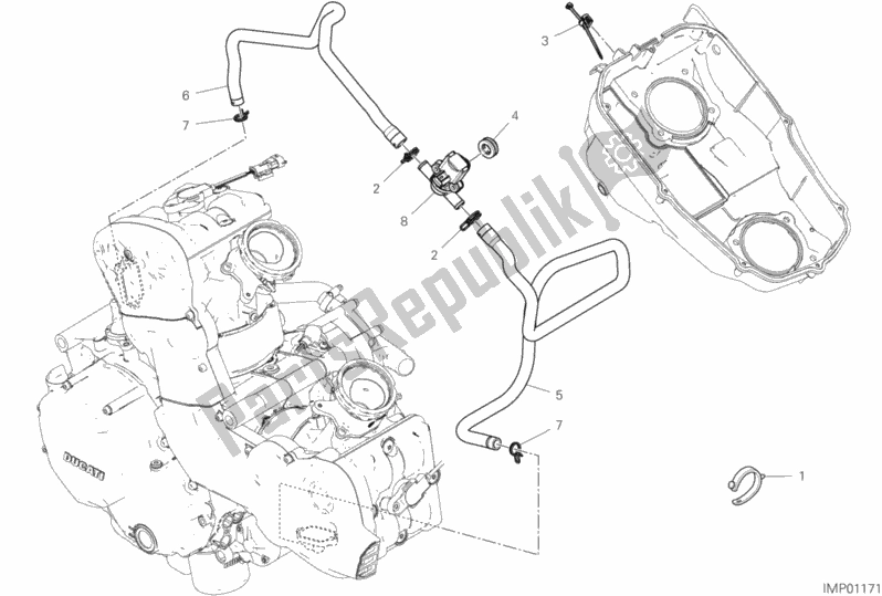 All parts for the Secondary Air System of the Ducati Hypermotard 950 Thailand 2019